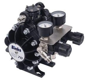 Binks DX70 1:1 diaphragm pump with built-in fluid regulator and air controls