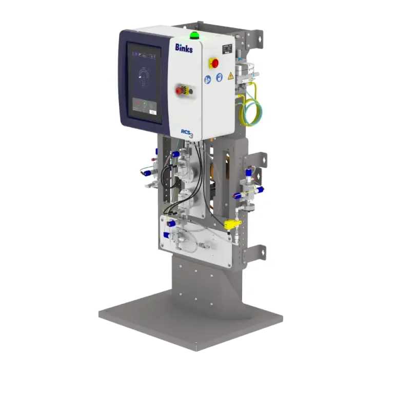 Binks IntelliFlow RCS3 proportioner mounted on floor stand