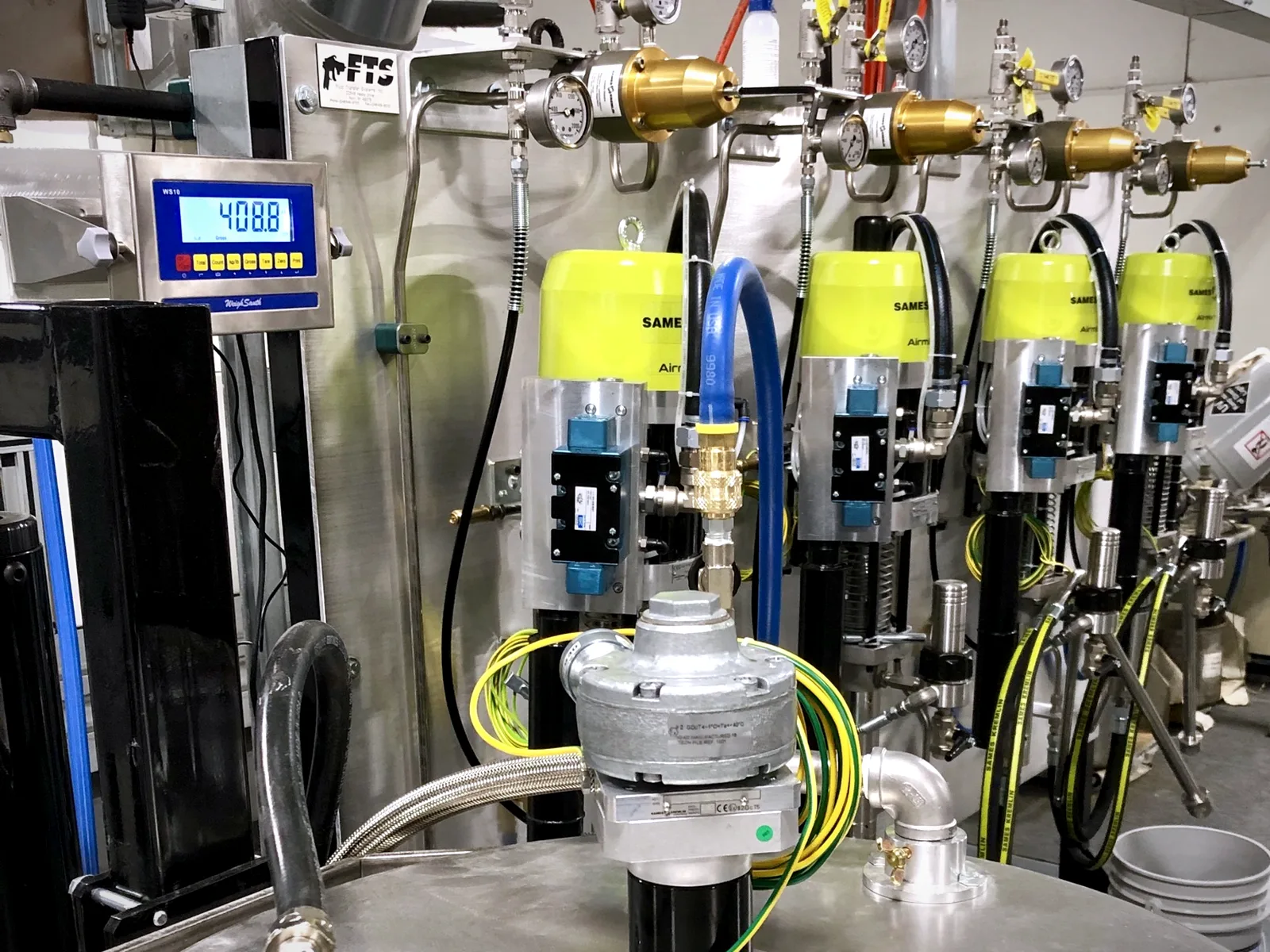 Custom flatline circulation system with Sames pumps built by FTS